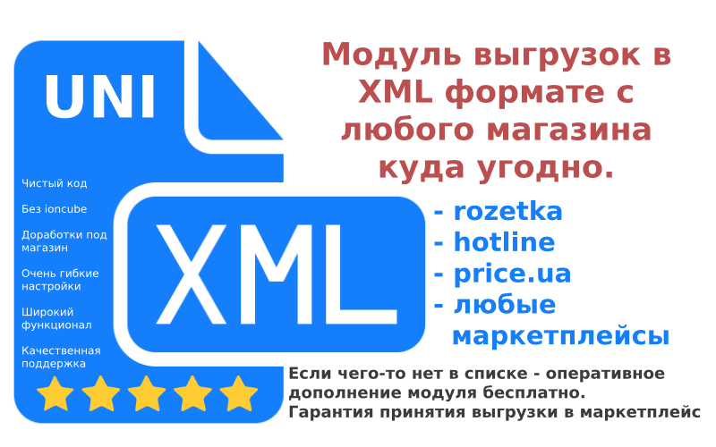 UniXML - модуль для создания выгрузок в любые маркетплейсы